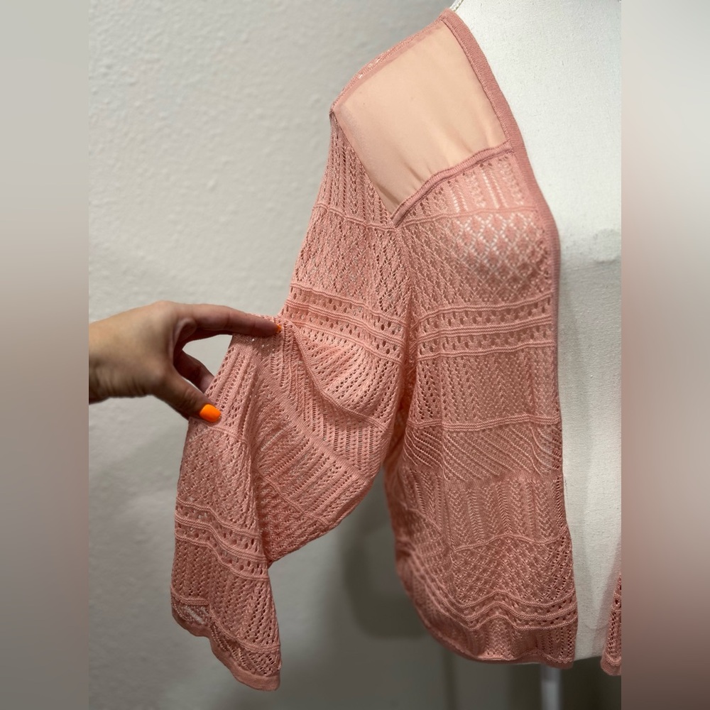 TORRID Pointelle Shrug 3/4 Sleeve Open Front Sweater EUC - Picture 4 of 11